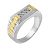 Men's 10K Yellow Gold Plated Silver Diamond Accent 3 Stone Ridged Band Ring - 4 of 4