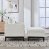 Lyngins Textured Boucle Accent Chair, Modern Farmhouse Square Armchair with Natural Wood Legs, Single Sofa Chair with 2 Pillows for Living Room - 3 of 4