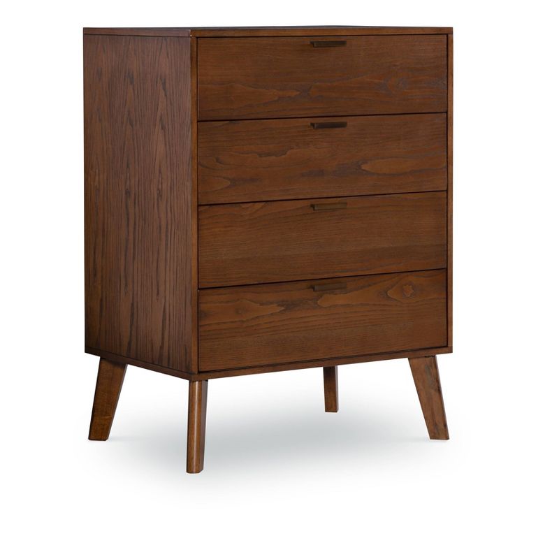 Reid Mid-Century Modern 4 Drawer Wood Chest Dresser Walnut - Linon, 1 of 14