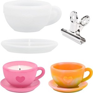 JDICTION Coffee Cup Silicone Mold For Resin Epoxy Casting, DIY Candle Vessel With Tray Plaster Craft Jewelry Gifts Home Decor - 1 of 4