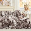 Cozy Bliss Faux Fur Plush Decorative Blanket, Cozy Warm Striped Throw Blanket - 4 of 4