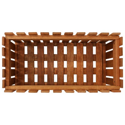 Meranti Wood Picket-Style Planter Box for Outdoor Spaces - 24" Brown