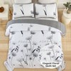 King Size Floral Quilt Set, 3 Pieces Grey White Lightweight Fall Bedding with Flower Design - 3 of 4