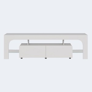 Modern Lighting 63 in TV Stand - Remote Control 16 Color LED Lights, Large Storage with 2 Drawers and Tempered Glass Shelves - 1 of 4