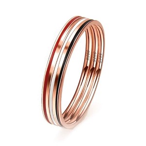 3-Ring Wedding Band Set for Women Rose gold Sterling Silver Ginger Lyne Collection Size 7 - 1 of 4