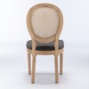 DOMETOUR French Style Solid Wood Dining Chair Linen Fabric with Rattan Back Set of 2 - 3 of 4