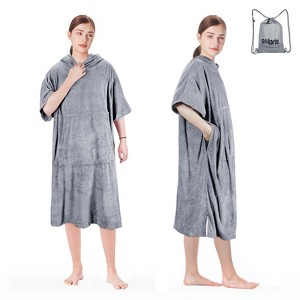 Solaris Women's Hooded Beach Towel, Lightweight Wearable Beach Towel with Drawsting Storage Bag, Surf Cape Changing Towel Robe, Gift Ideas for Moms - 1 of 4