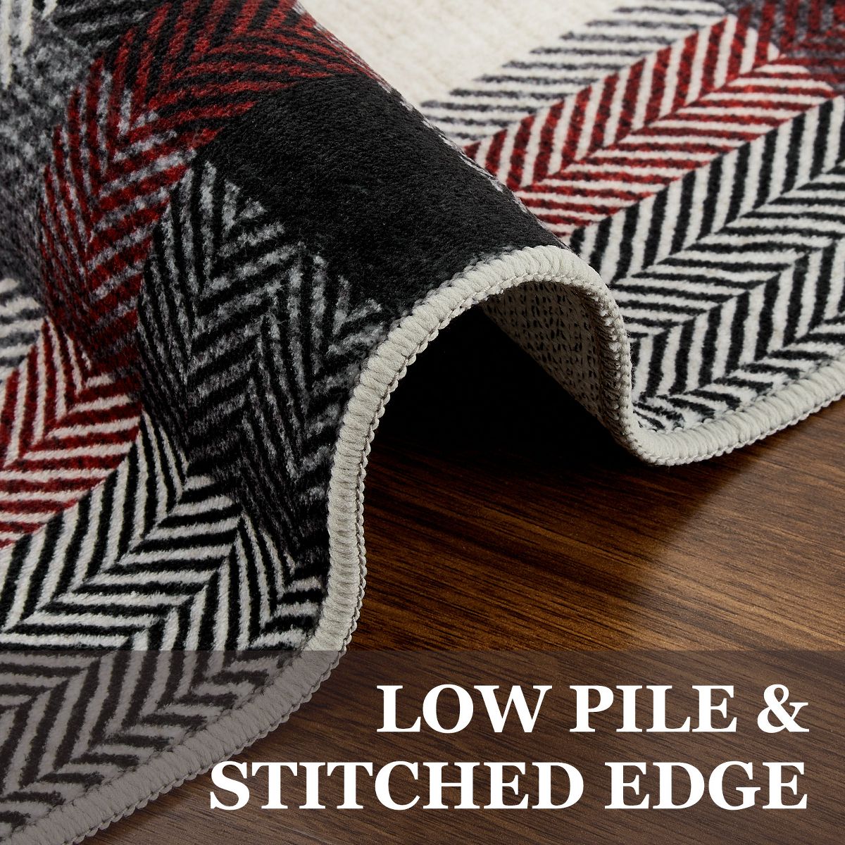 Garvee Washable Soft Patchwork Area Rug, Geometric Non-Slip Stain Resistant Floor Carpet Bedroom Living Office - thumbnail 4