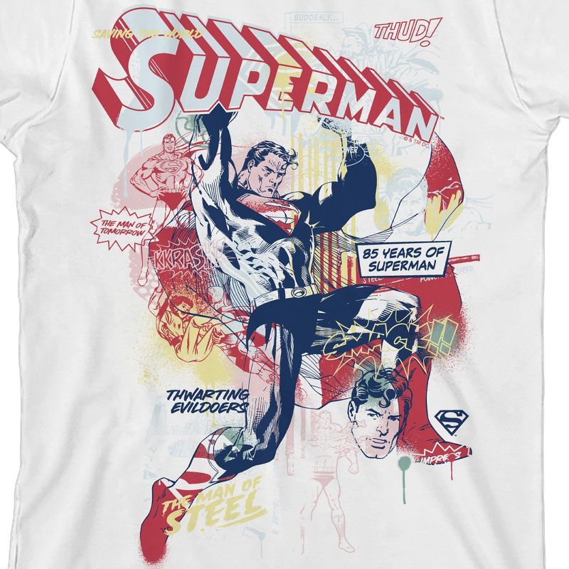 Superman Super Strength Sketch Crew Neck Short Sleeve White Boy's T-shirt, 2 of 4