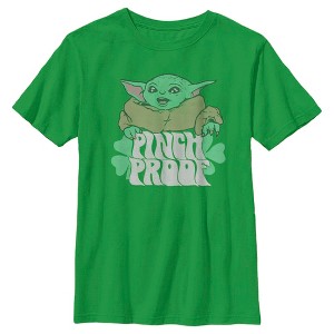 Boy's Star Wars The Mandalorian Grogu St. Patrick's Day Pinch Proof T-Shirt - 1 of 4