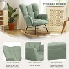 Modern Teddy Fabric Rocking Accent Chair with Solid Wood Base & Metal Frame, Upholstered Lounge Chair with Ergonomic Back & Armrests - 4 of 4