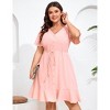 Coolmee Coolmee Womens Plus Size Mini Dress Casual V Neck Button Down Ruffle Short Sleeve Swing Shirt Dress with Belt - 4 of 4