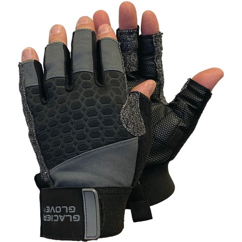 Glacier Glove Stripping and Fish Fighting Fingerless Gloves - XL - Gray