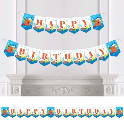 Big Dot of Happiness Under the Sea Critters - Birthday Party Bunting Banner - Party Decorations - Happy Birthday