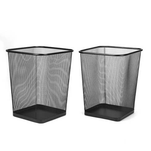 Steel Mesh Black Rectangular Open Top Waste Basket Bin Trash Can 8x12x12 1103 