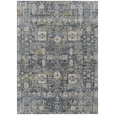 Charcoal Gray And Ivory Oriental Washable Indoor Outdoor Area Rug
