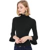 INSPIRE CHIC Women's Ruffle Sleeves Pullover Turtleneck Slim Fit Stretchy Knit Sweater - 2 of 4