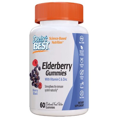 Doctor's Best Herbal Supplements Elderberry Gummy - Berry Blast 60ct