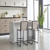 Counter Height Bar Stools Set of 2, Upholstered Linen Bar Chairs, Metal Footrest and Frame for Kitchen,Dining Room-IVORY - 4 of 4