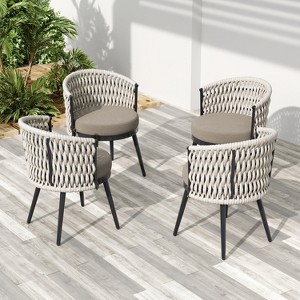 Christopher Knight Home Laville Modern Outdoor Handwoven Rope Dining Chairs with Cushions (Set of 4) - 1 of 4
