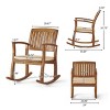 GDFStudio Irvin Outdoor Acacia Wood Rocking Chairs with Cushion, Teak/Cream - 3 of 4