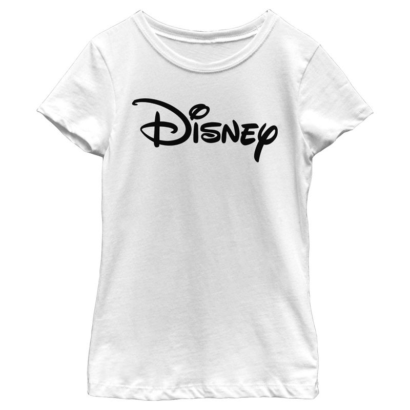 Girl's Disney Black and White Classic Logo T-Shirt, 1 of 5