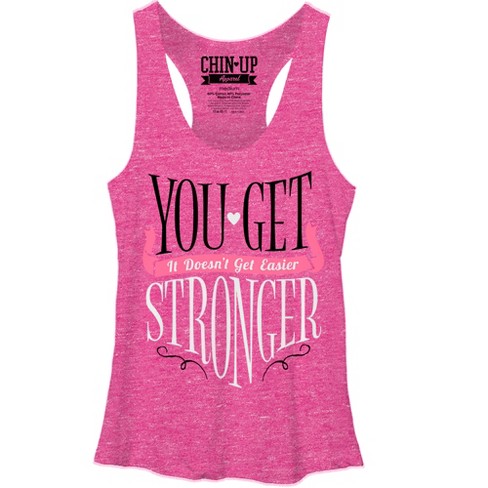 Women's Chin Up Stronger Racerback Tank Top - Pink Heather - Medium ...