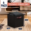 Ornavo Home 6 Pack Linen Fabric Storage Cube Bin with Faux Leather Handles - 2 of 4