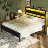 Furnulem Full Size Bed Frame with LED Light and Charging Station Wood Storage Headboard with 2-Tier Shelves Metal Platform Bed with Heavy Duty Slats - 4 of 4