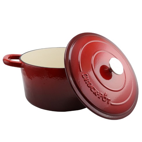 Crock Pot Artisan 7 Quart Round Cast Iron Dutch Oven In Scarlet Red : Target