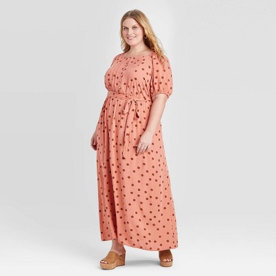 plus size pink polka dot dress