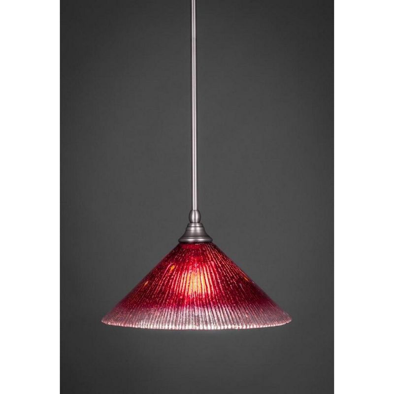 Toltec Lighting Any 1 - Light Pendant in  Brushed Nickel with 12" Raspberry Crystal Shade, 1 of 2