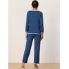 cheibear Women's Long Sleeve Pullover Top with Pants Sleepwear Pajama Sets - 3 of 4