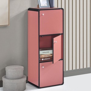 Kings Brand Furniture Dothan Wood 3-Cubed Closed Bookcase - Storage Shelf Organizer Bookshelf - 1 of 4