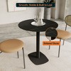 Round Dining Table with Sintered Stone Top and Square Stainless Steel Pedestal Base – Seats 2–3 People, Kitchen & Dining Room Table for Cafes - 4 of 4