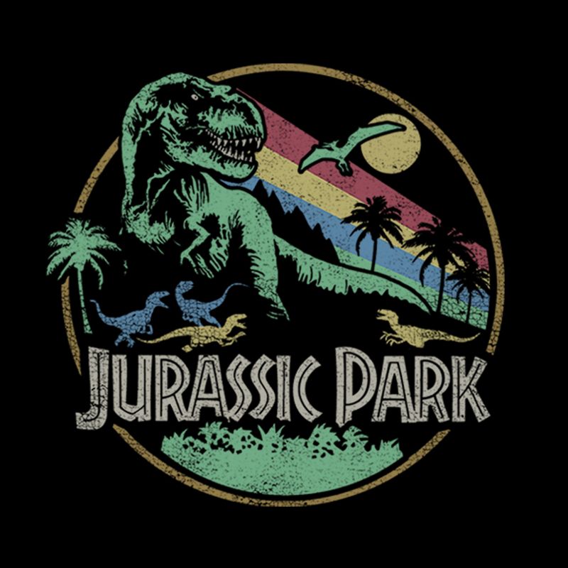 Men's Jurassic Park Rainbow Emblem Pull Over Hoodie, 2 of 5