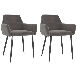 vidaXL Dining Chair Set of 2 Dark Grey Velvet (100% polyester), Metal - 1 of 2
