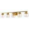 POWLIG 37.4-in 5-Light Gold Bathroom Vanity Light with Clear Glass Shades, Bulbs not Included - 3 of 4