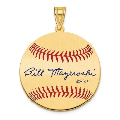 Black Bow Jewelry 14K Gold Plated Bill Mazeroski Signature MD Enamel Baseball Pendant