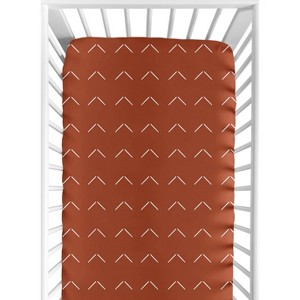 Sweet Jojo Designs Boy Girl Gender Neutral Unisex Baby Fitted Crib Sheet Diamond Tuft Collection Orange Ivory - 1 of 4