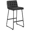 Zuo Modern Pago Barstool Set of 2 – 39" Black Faux Leather Art Deco Counter Chairs with Steel Frame - 3 of 4