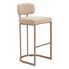 Beige Faux Leather 38.6" H Barstools Set of 2, Powder-Coated Steel with Ergonomic Footrest by Zuo Modern - 3 of 4