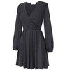Coolmee Women's Dresses Wrap V-Neck Casual Ruffle Long Sleeve A-Line Mini Dress - 4 of 4
