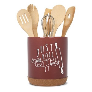 Elanze Designs Roll With It Red X-Large Cork Bottom Kitchen Utensil Holder - 1 of 4
