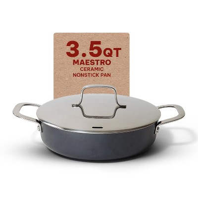Alva Maestro 9.5" Gray Ceramic Nonstick Sauté Pan with Stainless Steel Lid
