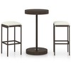 vidaXL Patio Bar Set with Cushions 3 Piece Garden Outdoor Bar Sets Dinner Bistro Dining Table Chair Stool Pub Furniture Seating Poly Rattan Brown - 2 of 4