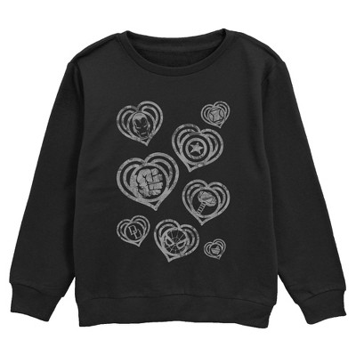 Boy's Marvel Hearty Icons  Sweatshirt - Black - Large