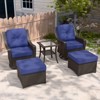 EAGLE PEAK Azure Bay 5 Pieces Wicker Outdoor Patio Furniture Set, Swivel Rocking Chairs with Ottomans, Side Table - 2 of 4