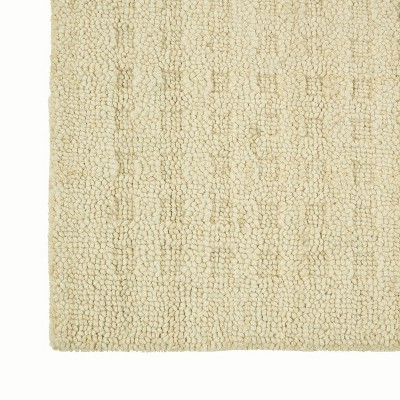 Handmade Ivory Wool Runner Rug with Shadowbox Design