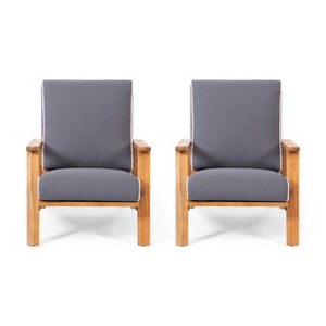 Christopher Knight Home Paloma Outdoor Acacia Wood Adirondack Design Club Chair with Cushion - 1 of 4